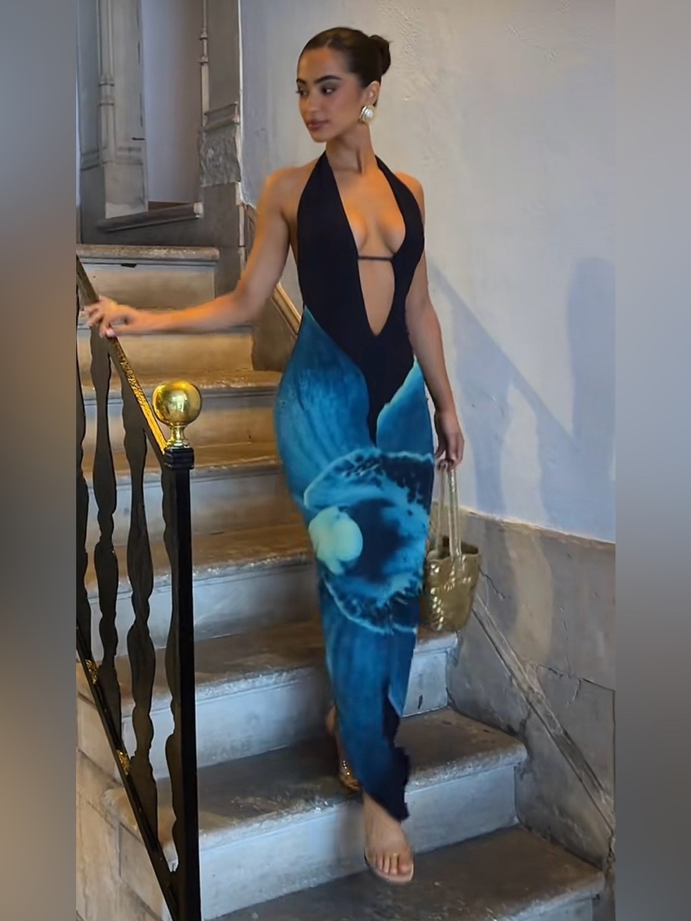 Murci UK Aurelia deep plunge dress maxi dress. Moderate stretch. Never worn!